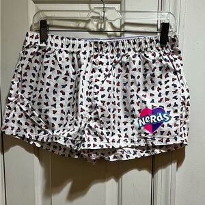Nerds Women's White and Pink Patterned Shorts